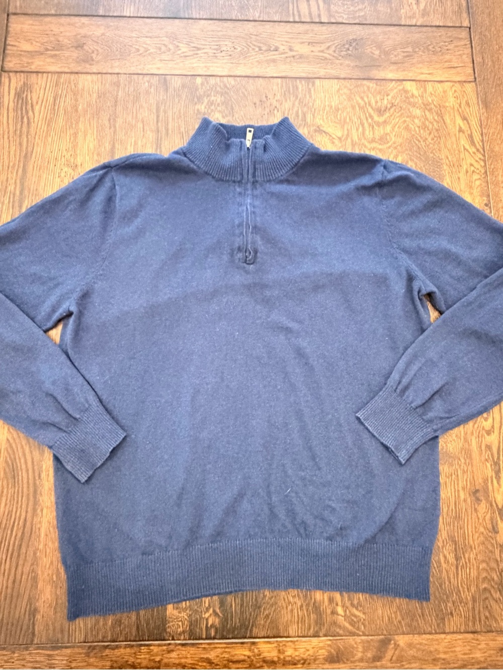 Men's Navy Cashmere blend Navy Half-Zip Sweater size Large